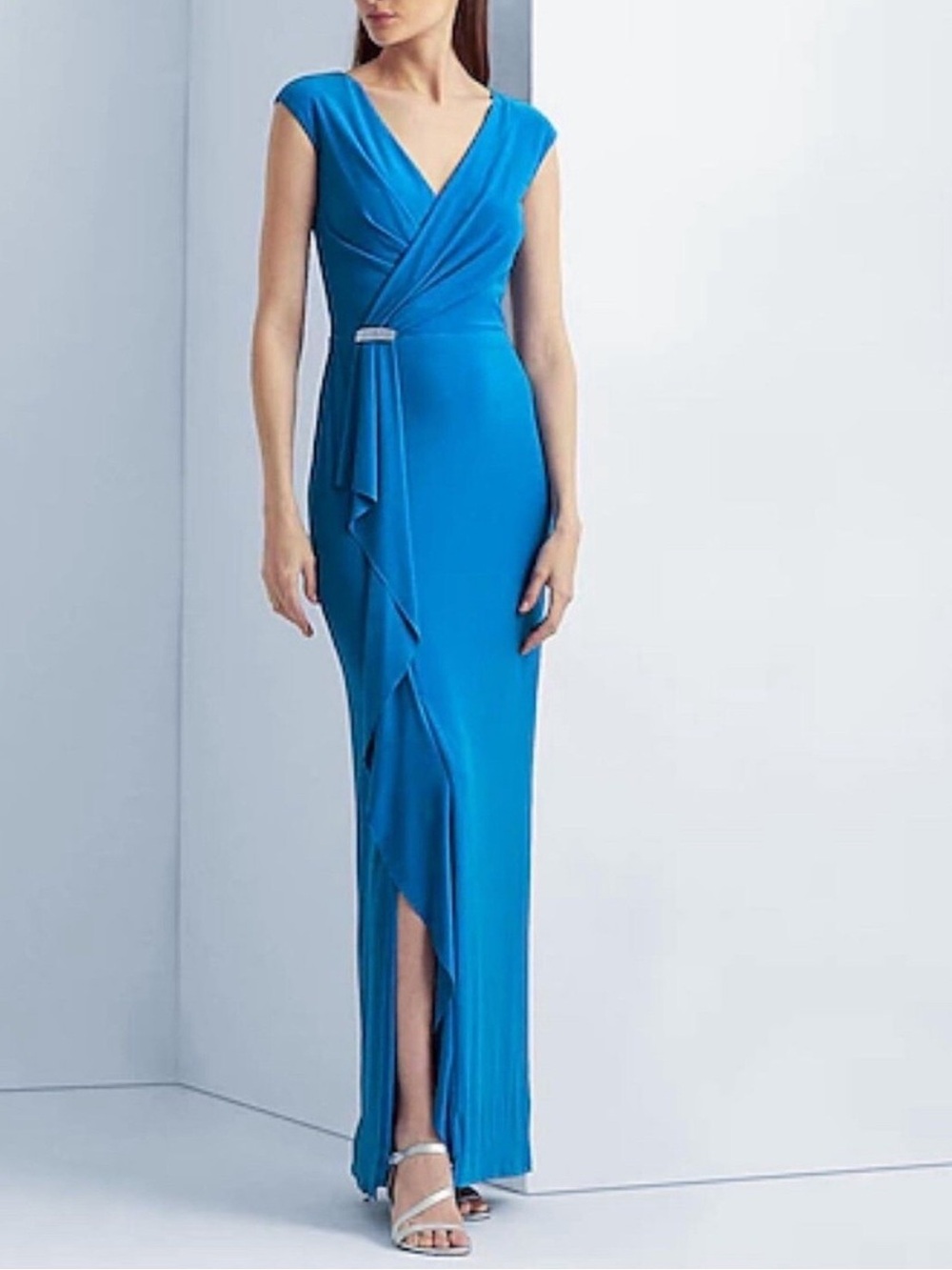 RL Blue Formal Drape Dress